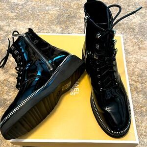 Michael Kors Haskell Bootie Patent-Beautiful patent & silver zipper design!